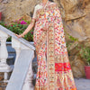 Off White Pashmina Silk Saree