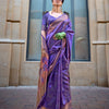 Wine Purple Handloom Organza Saree in Two-Tone