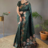 Bottle Green Zari Woven Banarasi Silk Saree