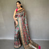 Soft Silk Saree with Kalamkari Fusion Print