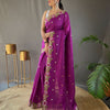 Matka Silk Saree with Embroidered Buttis & Cutwork Pallu