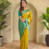 Kanchipuram Silk Saree with Temple Border and Dual Zari Weaving
