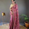 Tussar Silk Saree with Embroidery Jaal & Cutwork Border