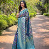 Kanchipattu Silk Saree with All-Over Weaves and Contrast Border