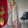Pure Malai Cotton Kalamkari Print Saree with Big Border & Tassel Pallu