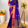 Silk Saree with Ganga Jamuna Border & Deer Motif Weaving