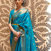 Neon Blue Kanjivaram saree