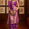 Violet Woven Kanjivaram Saree