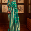 Teal Green Woven Kanjivaram Saree