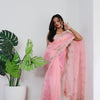 Blush Pink Organza Saree with Satin Banglori Blouse