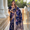 Navy Blue Banarasi Silk Saree